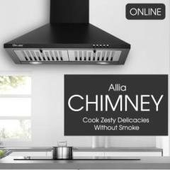 Online Allia Chimney 60 Cms, Suction, Push Control, BAFFLE FILTER, Warranty 2 Years For Modular Kitchen Wall Mounted Chimney