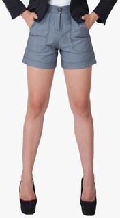 335th Blue Colored Solid Shorts women