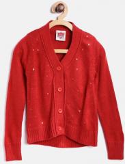 612 Ivy League Red Solid Cardigan girls