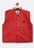 612 league Boys Red Solid Nehru Jacket