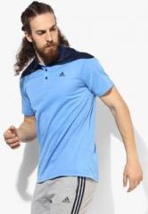 Adidas Base Plain Blue Training Polo T Shirt men