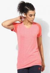 Adidas Pknit Peach Textured Round Neck T Shirt women