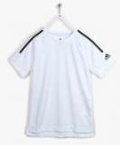 Adidas White Solid Round Neck T Shirt boys