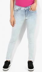 Aeropostale Blue Slim Fit Mid Rise Low Distress Jeans women