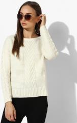 Aeropostale Cream Self Design Sweater women