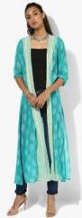 Akkriti By Pantaloons Turquoise Printed Shrug women