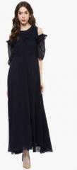 Aks Couture Navy Blue Solid Dress women