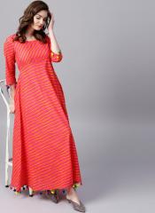 Aks Fuchsia & Orange Striped Maxi Dress women