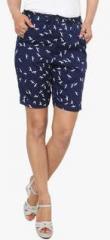 Alba Navy Blue Printed Shorts women
