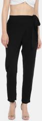 All About You Black Regular Fit Solid Regular Trousers women