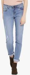 All About You Blue Skinny Fit Mid Rise Low Distressed Jeans women