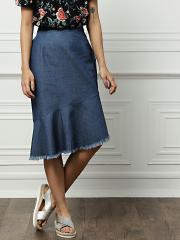 all about you from Deepika Padukone Blue A Line Denim Skirt