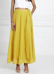 All About You Mustard Solid Flared Skirt women