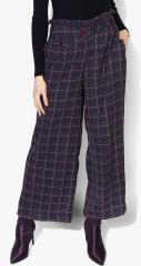 All About You Navy Blue Regular Fit Checked Culottes women