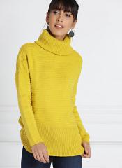 All About You Yellow Solid High Neck Sweater women