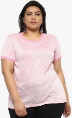All Pink Self Design T Shirt women
