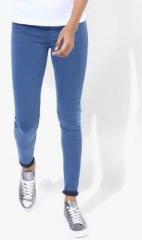 Allen Solly Blue Solid Mid Rise Slim Fit Jeggings women