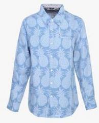 Allen Solly Junior Blue Printed Regular Fit Casual Shirt boys