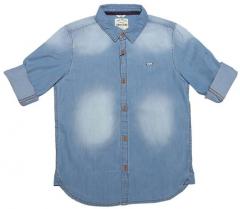Allen Solly Junior Blue Regular Fit Faded Casual Shirt boys