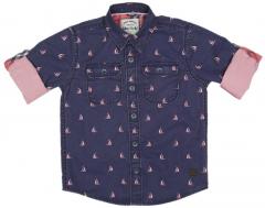 Allen Solly Junior Navy Blue & Pink Regular Fit Printed Casual Shirt boys
