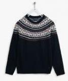Allen Solly Junior Navy Blue Self Design Pullover Sweater girls