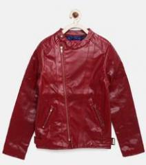 Allen Solly Junior Red Faux Leather Jacket girls