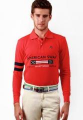American Swan Printed Red Polo T Shirt men