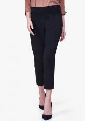 And Navy Blue Solid Slim Fit Coloured Pants women