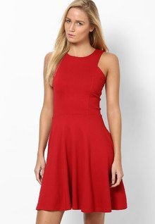 And Red Solid Dress women