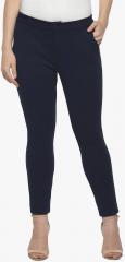 Annabelle By Pantaloons Navy Blue Solid Trouser women