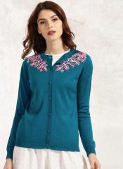 Anouk Blue Embroidered Cardign women