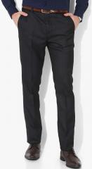 Arrow Black Self Design Regular Fit Formal Trouser men