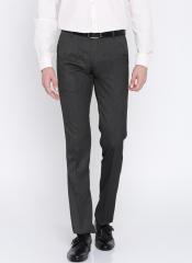 Arrow Charcoal Grey Slim Fit Solid Formal Trousers men