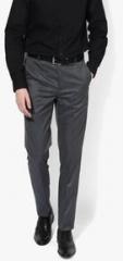 Arrow Dark Grey Solid Regular Fit Formal Trouser men