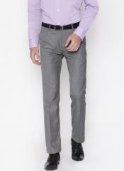 Arrow Grey Slim Fit Textured Formal Trousers men