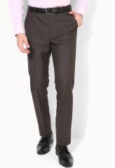 Arrow Grey Solid Regular Fit Formal Trousers men
