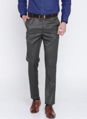 Arrow Grey Tapered Fit Solid Formal Trousers men