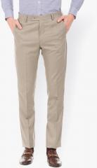 Arrow Khaki Solid Slim Fit Formal Trouser men
