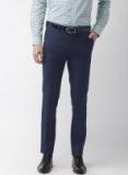 Arrow Men Navy Blue Super Slim Fit Solid Formal Trousers