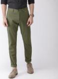 Arrow Men Olive Green Slim Fit Printed Regular Trousers
