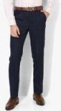 Arrow Navy Blue Self Design Regular Fit Formal Trouser men