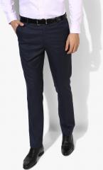 Arrow Navy Blue Solid Regular Fit Formal Trousers men