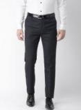 Arrow Navy Blue Tapered Fit Solid Formal Trousers men