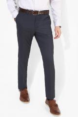 Arrow New York Navy Blue Self Design Slim Fit Formal Trouser men