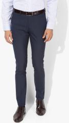 Arrow New York Navy Blue Solid Slim Fit Formal Trouser men