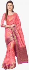 Ashika Pink Woven Design Saree women