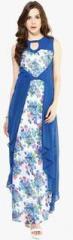 Athena Blue Colored Printed Maxi Dress women