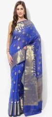 Avishi Blue Embellished Saree women