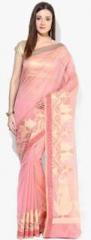 Avishi Pink Solid Saree women