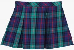 Beebay Green Checked Flared Mini Skirt girls